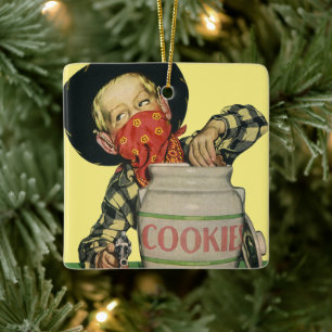 Vintage-Cowboy-Spielzeugpistole Hand im Keksglas Keramikornament