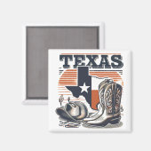 Vintage-Cowboy Texas Magnet (Vorderseite/Rückseite)