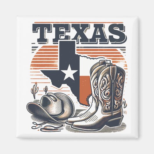 Vintage-Cowboy Texas Magnet (Vorne)
