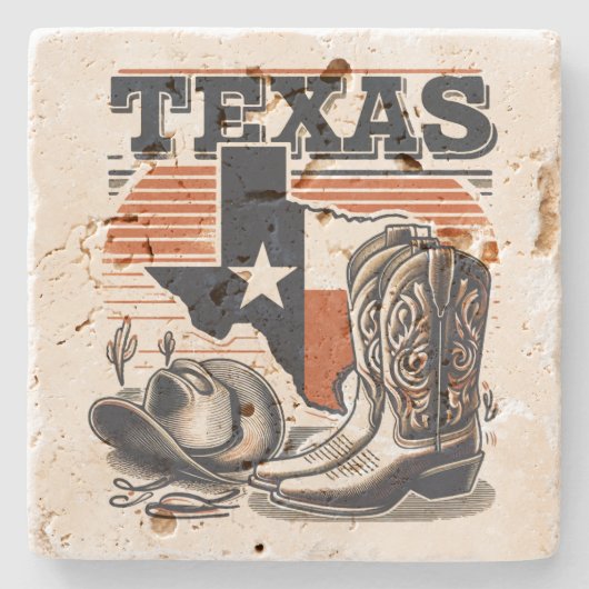 Vintage-Cowboy Texas Steinuntersetzer (Vorderseite)