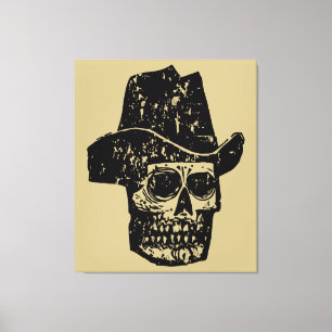 Vintage-Cowboy-Totenkopf-Druck mit altem Western-H Leinwanddruck