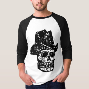 Vintage-Cowboy-Totenkopf-Druck mit altem Western-H T-Shirt