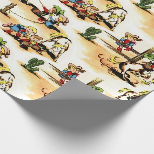 Vintage-Cowboy- und Cowgirl-Geschenkverpackung Wra Geschenkpapier (Ecke)