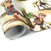 Vintage-Cowboy- und Cowgirl-Geschenkverpackung Wra Geschenkpapier (Rolleneckpunkt)