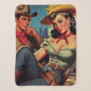 Vintage Cowboy und Cowgirl Sherpadecke