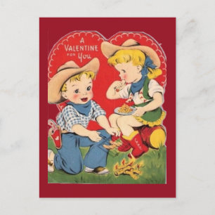 Vintage Cowboy und Cowgirl Valentinstag aus den 19 Postkarte