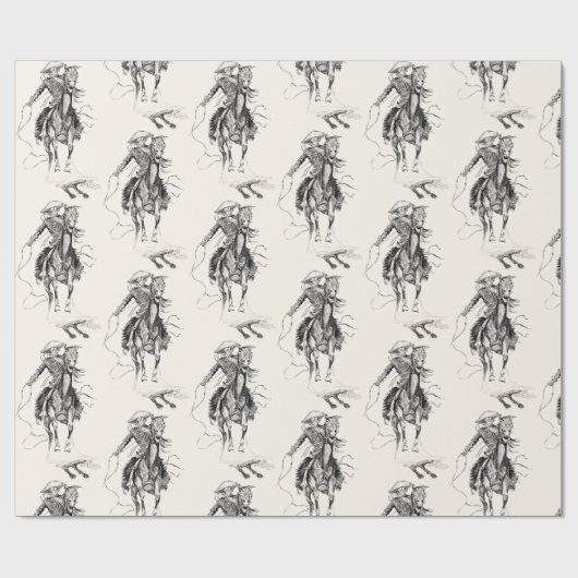 Vintage Cowboy- und Pferdedarstellung Geschenkpapier (Flach)