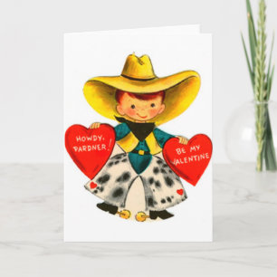 Vintage Cowboy-Valentinstag-Grußkarte Feiertagskarte
