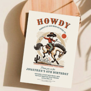 Vintage-Cowboy-Western-Geburtstag Einladung