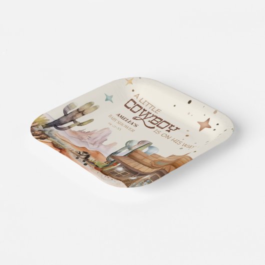 Vintage Cowboy Western Pappteller (Gewinkelt)