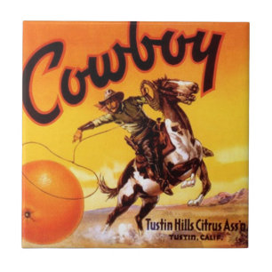 Vintage-Cowboy-Zitrus-Etiketten Keramikfliesen 4,2 Fliese