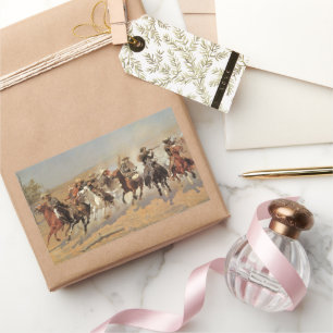 Vintage Cowboys, A Dash For Timber von Remington Rechteckiger Aufkleber