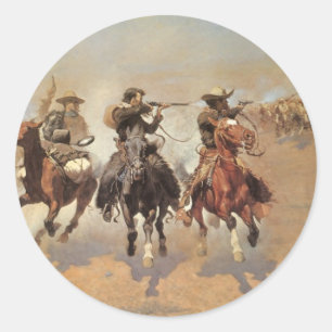 Vintage Cowboys, A Dash For Timber von Remington Runder Aufkleber