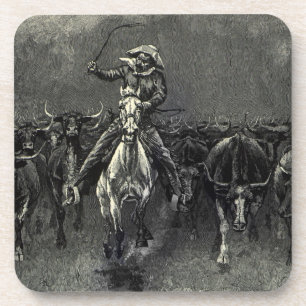 Vintage Cowboys, A Stampede von Frederic Remington Untersetzer