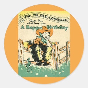 Vintage Cowboys, Alles Gute zum Geburtstag, alter  Runder Aufkleber