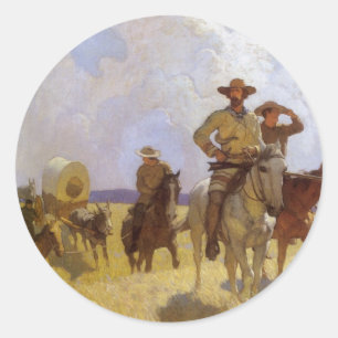 Vintage Cowboys, das Parkman-Outfit von NC Wyeth Runder Aufkleber