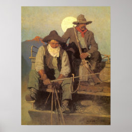 Vintage Cowboys, die Lohn-Bühne durch NC Wyeth Poster