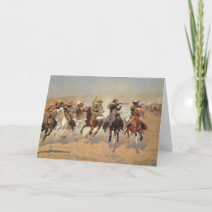 Vintage Cowboys, Ein Ansturm auf Holz von Remingto Karte