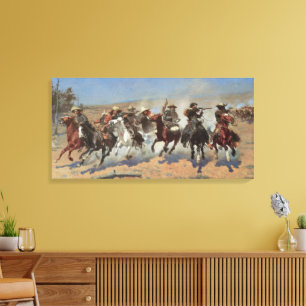Vintage Cowboys, Ein Ansturm auf Holz von Remingto Leinwanddruck