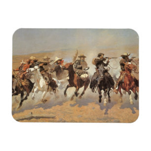 Vintage Cowboys, Ein Ansturm auf Holz von Remingto Magnet