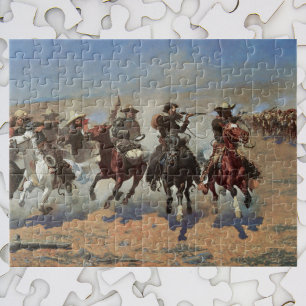 Vintage Cowboys, Ein Ansturm auf Holz von Remingto Puzzle