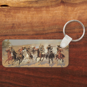 Vintage Cowboys, Ein Ansturm auf Holz von Remingto Schlüsselanhänger