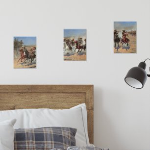 Vintage Cowboys, ein Holzschuh von Remington Bilderwand Sets