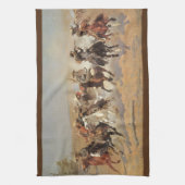 Vintage Cowboys, ein Holzschuh von Remington Geschirrtuch (Vertikal)