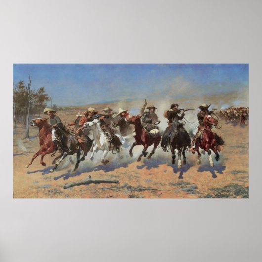 Vintage Cowboys, ein Holzschuh von Remington Poster (Vorne)