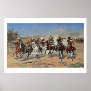 Vintage Cowboys, ein Holzschuh von Remington Poster