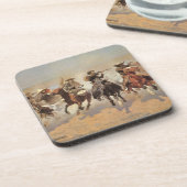 Vintage Cowboys, ein Holzschuh von Remington Untersetzer (Linke Seite)