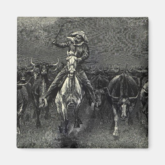Vintage Cowboys, eine Stampede von Frederic Reming Magnet (Vorne)