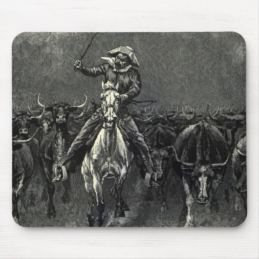Vintage Cowboys, eine Stampede von Frederic Reming Mousepad (Vorne)