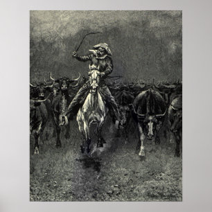 Vintage Cowboys, eine Stampede von Frederic Reming Poster