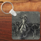 Vintage Cowboys, eine Stampede von Frederic Reming Schlüsselanhänger (Vorderseite)