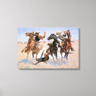 Vintage Cowboys, einem Kameraden helfen von Reming Leinwanddruck
