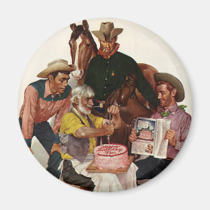 Vintage Cowboys, glücklich zum Geburtstag, Party T Magnet
