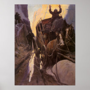 Vintage Cowboys, Halt im Canyon von NC Wyeth auf Poster