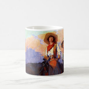 Vintage Cowboys, Mann und Frau auf Pferden, Anders Kaffeetasse