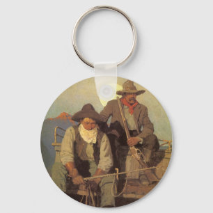Vintage Cowboys, The Pay Stage von NC Wyeth Schlüsselanhänger