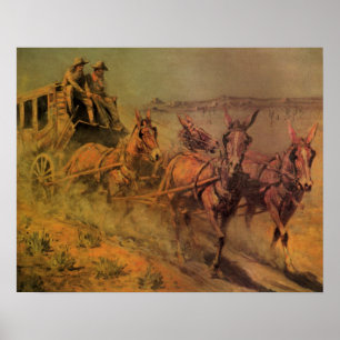 Vintage Cowboys, The Stage Coach von John Borein Poster