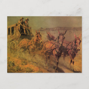 Vintage Cowboys, The Stage Coach von John Borein Postkarte