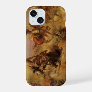 Vintage Cowboys, von CM Russell zu Boden gerissen iPhone 15 Hülle
