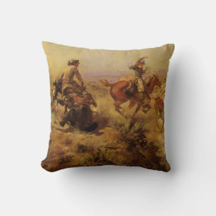Vintage Cowboys, von CM Russell zu Boden gerissen Kissen