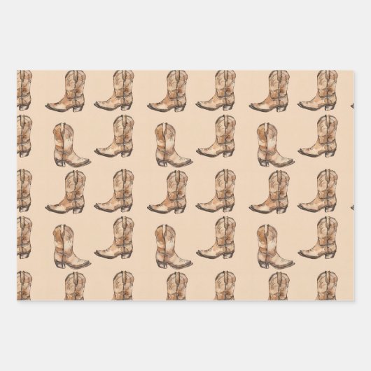 Vintage Cowdoy Stiefel Geschenkpapier Set (Vorderseite)