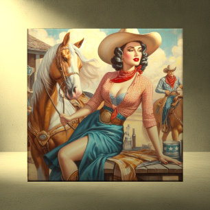 Vintage-Cowgirl Fliese