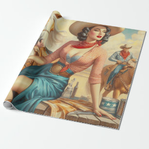 Vintage-Cowgirl Geschenkpapier