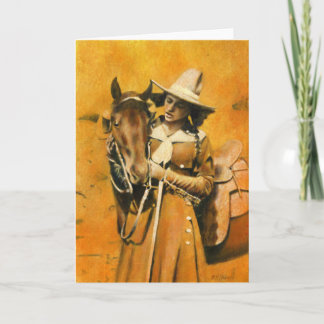 Vintage Cowgirl-Grüße-Karte Karte
