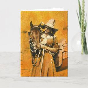Vintage-Cowgirl-Grußkarte Karte