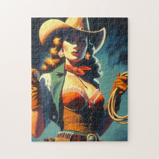 Vintage Cowgirl-Malerei Puzzle (Vertikal)